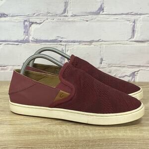 Olukai Pehuea Red Slip On Sneakers Women's Size 9 Comfort Loafer Mesh Shoes